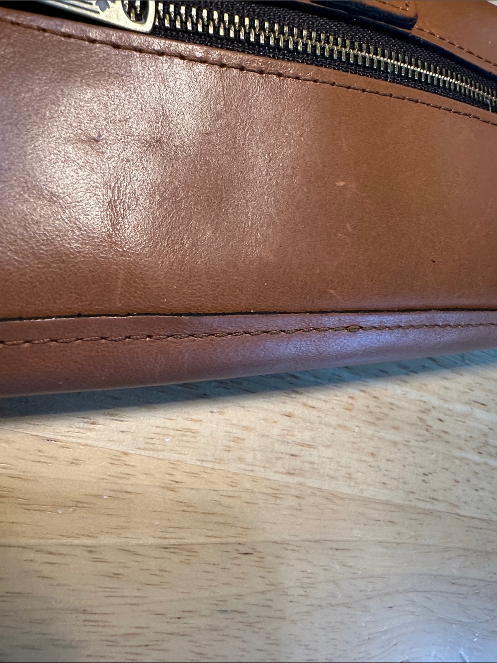 Patricia Nash Cognac Brown Leather Wristlet Wallet with Brass Accent - Picture 7 of 16
